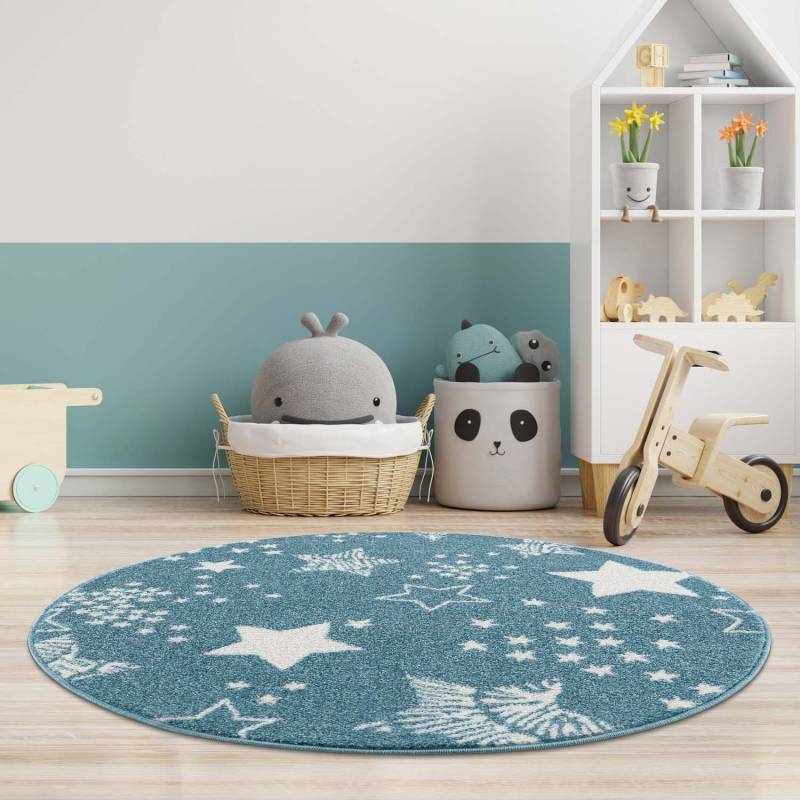 Carpet City Kinderteppich »Anime9387«, rund, 11 mm Höhe, Sternen-Teppich, Weicher Flor, Pflegeleicht, Kinderzimmer von Carpet City