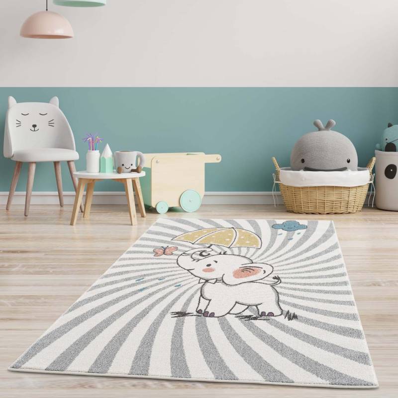 Carpet City Kinderteppich »Anime9388«, rechteckig, 11 mm Höhe, Spielteppich, Elefant, Weicher Flor, Pflegeleicht, Kinderzimmer von Carpet City