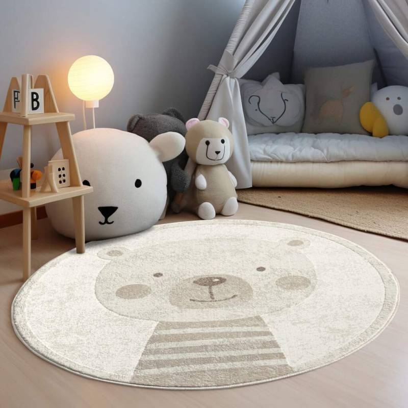 Carpet City Kinderteppich »MARA710«, rund, 11 mm Höhe, Kinderzimmer, Kurzflor,robust,Tiere, Spielzimmer von Carpet City