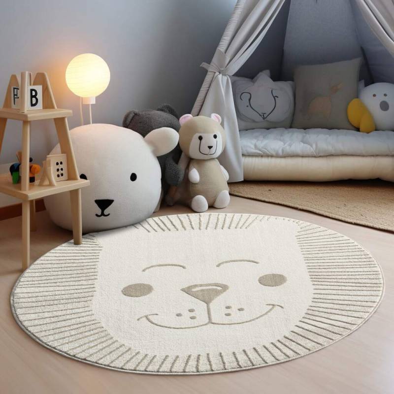 Carpet City Kinderteppich »MARA714«, rund, 11 mm Höhe, Kinderzimmer, Kurzflor,robust,Tiere, Spielzimmer von Carpet City