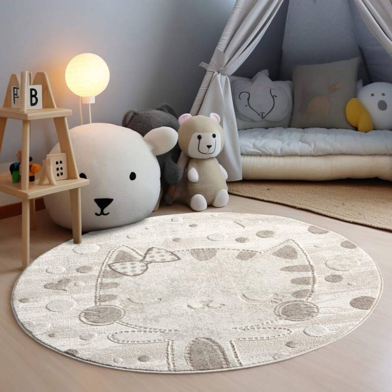 Carpet City Kinderteppich »MARA720«, rund, 11 mm Höhe, Kinderzimmer, Kurzflor,robust,Tiere, Spielzimmer von Carpet City