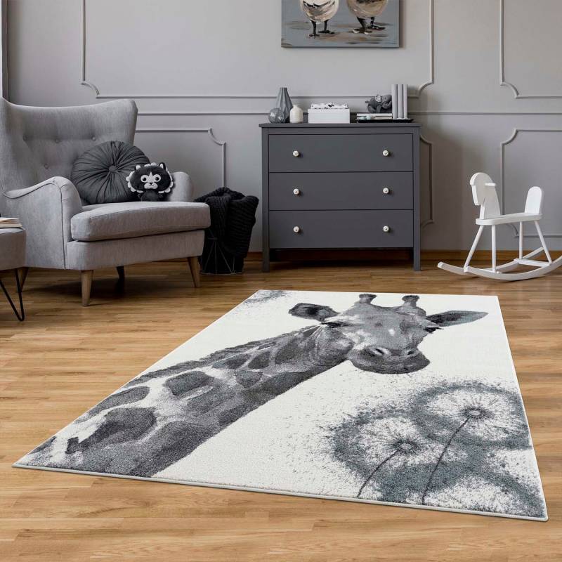 Carpet City Kinderteppich »Savanna 9370«, rechteckig, 11 mm Höhe, Spielteppich, Teppich, Giraffe, Creme/ Grau, Kurzflor von Carpet City