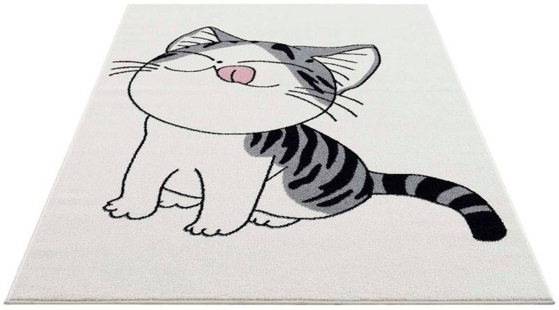 Carpet City Kinderteppich »Savanna 9373«, rechteckig, 11 mm Höhe, Spielteppich, Teppich, Katze, Creme/ Grau, für Kinderzimmer, Kurzflor von Carpet City