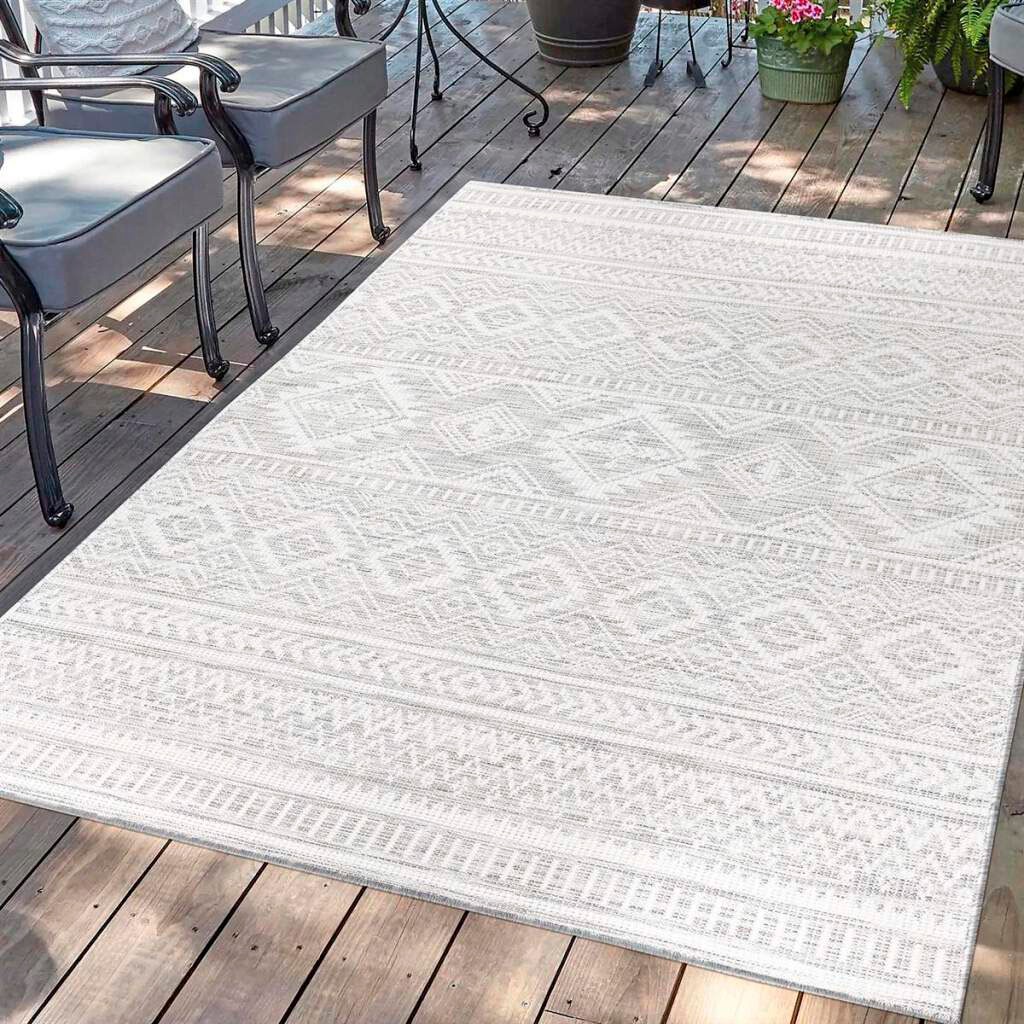 Carpet City Outdoorteppich »PALM 3522«, rechteckig, 5 mm Höhe, Läufer, Wetterfest & UV-beständig, für Balkon, Terrasse, Küche, flach von Carpet City