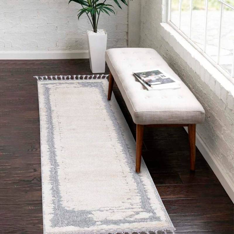 Carpet City Hochflor-Teppich »Valencia 908«, rechteckig, 20 mm Höhe, Läufer, Boho-Stil, 3D-Effekt, Relief, Hoch-Tief-Struktur, mit Fransen von Carpet City