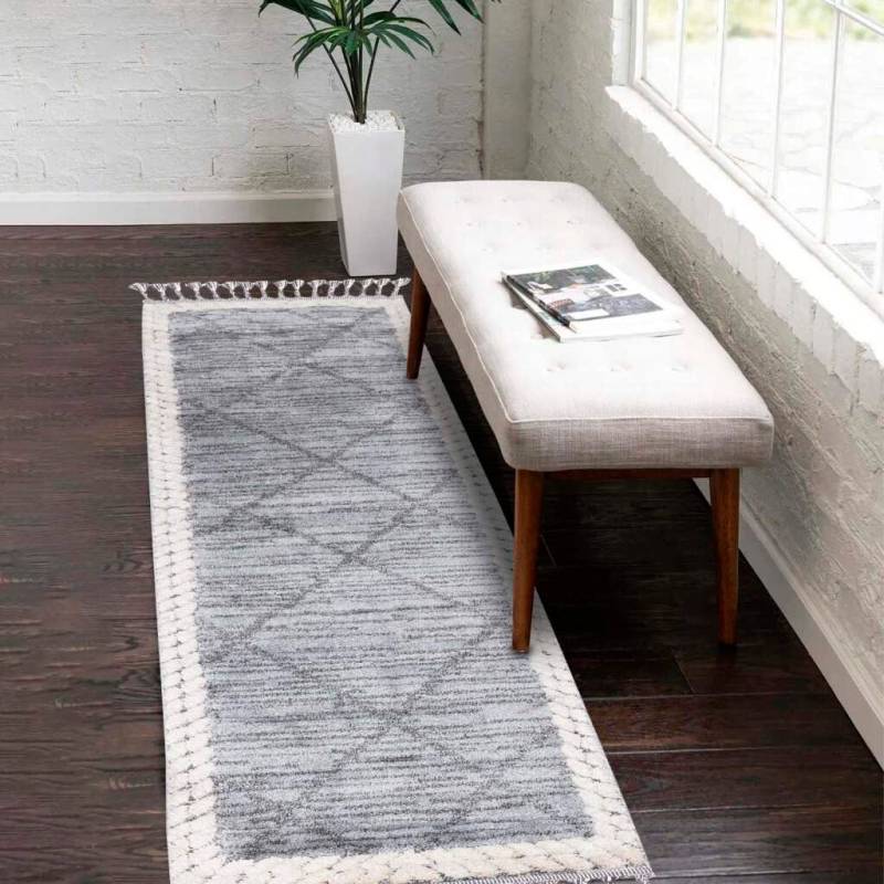 Carpet City Hochflor-Teppich »Valencia 909«, rechteckig, 20 mm Höhe, Läufer, Boho-Stil, 3D-Effekt, Relief, Hoch-Tief-Struktur, mit Fransen von Carpet City