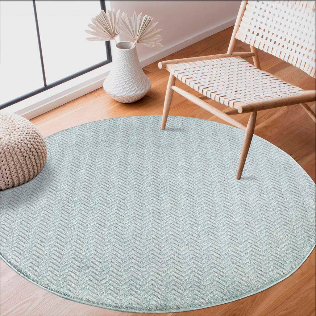 Carpet City Teppich »233-82-FANCY805-R«, rund, Kurzflor, Einfarbig, 3D-Optik, Zickzack Look von Carpet City