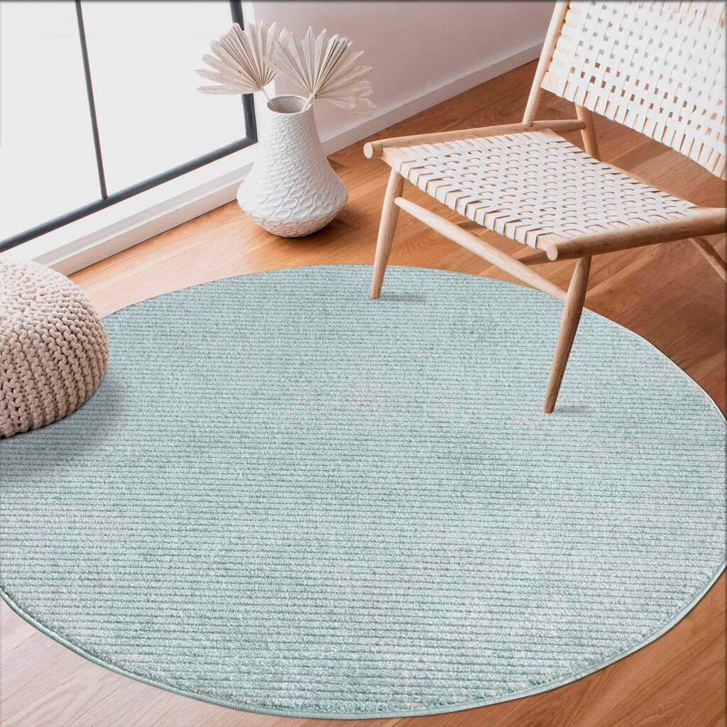 Carpet City Teppich »233-82-FANCY900«, rund, Kurzflor, Einfarbig, 3D-Optik, Streifen Look von Carpet City