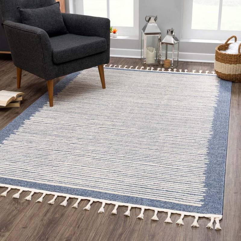 Carpet City Teppich »Art 2231«, rechteckig, 7 mm Höhe, Läufer, Kurzflor, mit Kettfäden, Streifen-Muster von Carpet City