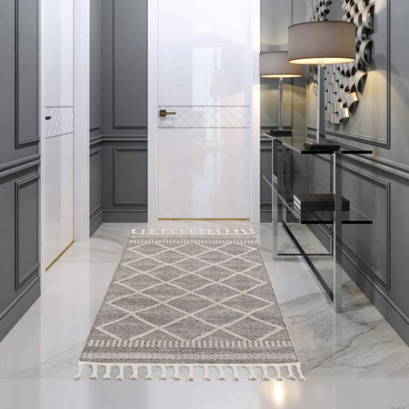 Carpet City Teppich »Art 2645«, rechteckig, 7 mm Höhe, Läufer, Kurzflor, mit Kettfäden, Rauten-Optik von Carpet City