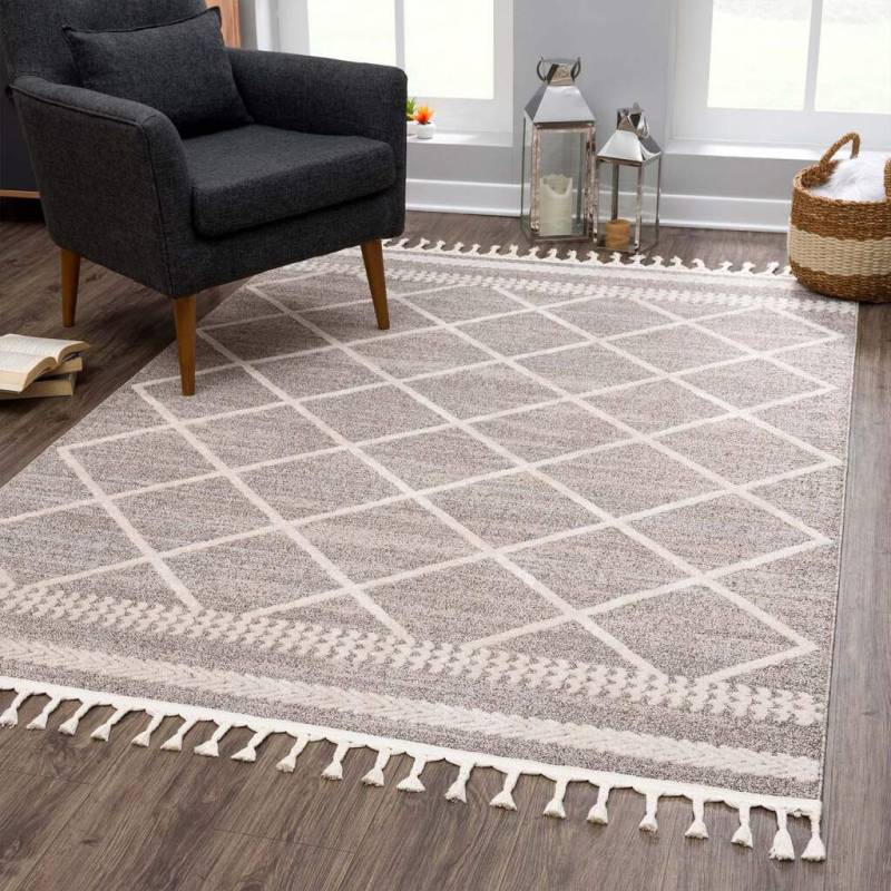 Carpet City Teppich »Art 2645«, rechteckig, 7 mm Höhe, Läufer, Kurzflor, mit Kettfäden, Rauten-Optik von Carpet City