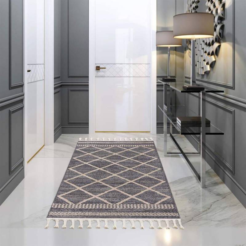 Carpet City Teppich »Art 2645«, rechteckig, 7 mm Höhe, Läufer, Kurzflor, mit Kettfäden, Rauten-Optik von Carpet City