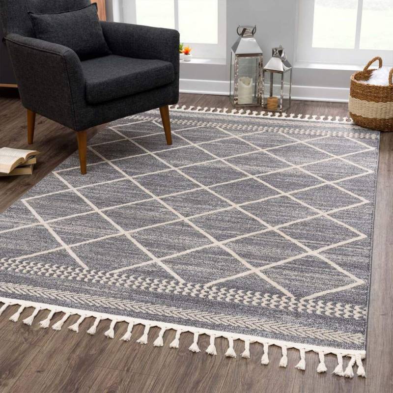 Carpet City Teppich »Art 2645«, rechteckig, 7 mm Höhe, Läufer, Kurzflor, mit Kettfäden, Rauten-Optik von Carpet City