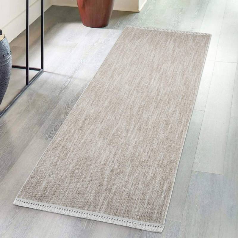 Carpet City Teppich »CLASICO 0052«, rechteckig, 11 mm Höhe, Läufer, Kurzflor, Hochtief-Muster, Boho, Fransen, Wohnzimmer von Carpet City