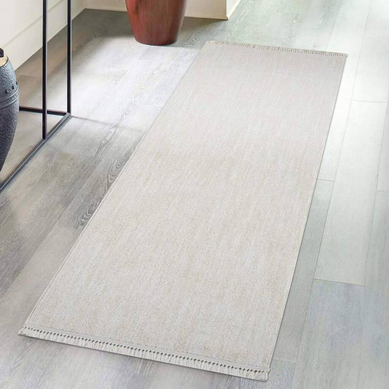 Carpet City Teppich »CLASICO 0052«, rechteckig, 11 mm Höhe, Läufer, Kurzflor, Hochtief-Muster, Boho, Fransen, Wohnzimmer von Carpet City