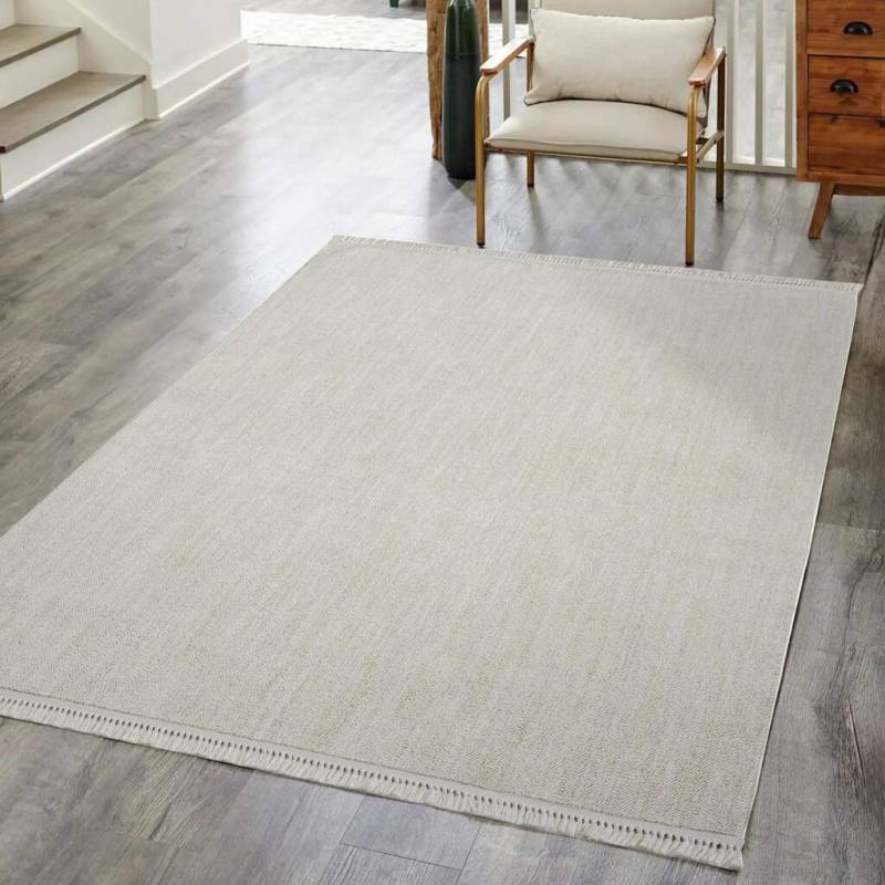 Carpet City Teppich »CLASICO 0052«, rechteckig, 11 mm Höhe, Läufer, Kurzflor, Hochtief-Muster, Boho, Fransen, Wohnzimmer von Carpet City