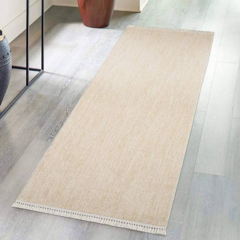 Carpet City Teppich »CLASICO 0052«, rechteckig, 11 mm Höhe, Läufer, Kurzflor, Hochtief-Muster, Boho, Fransen, Wohnzimmer von Carpet City