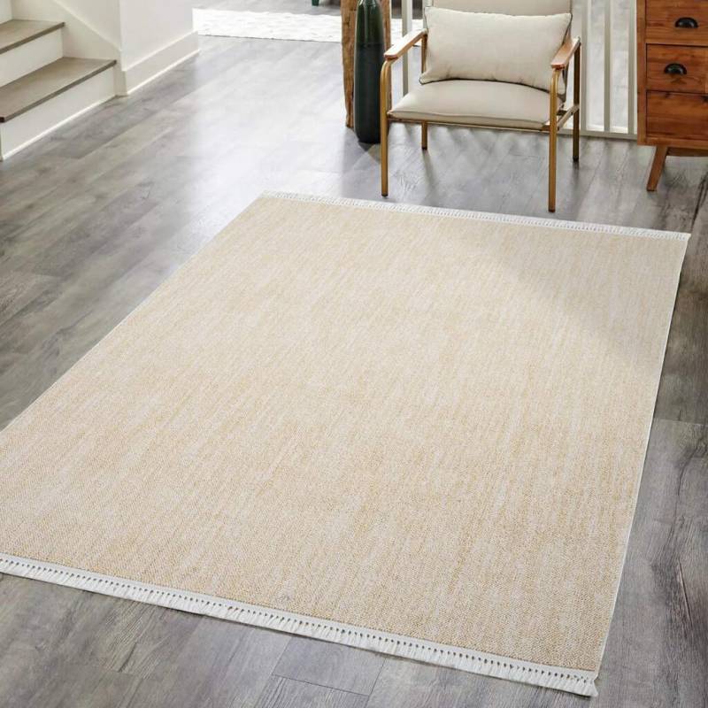 Carpet City Teppich »CLASICO 0052«, rechteckig, 11 mm Höhe, Läufer, Kurzflor, Hochtief-Muster, Boho, Fransen, Wohnzimmer von Carpet City