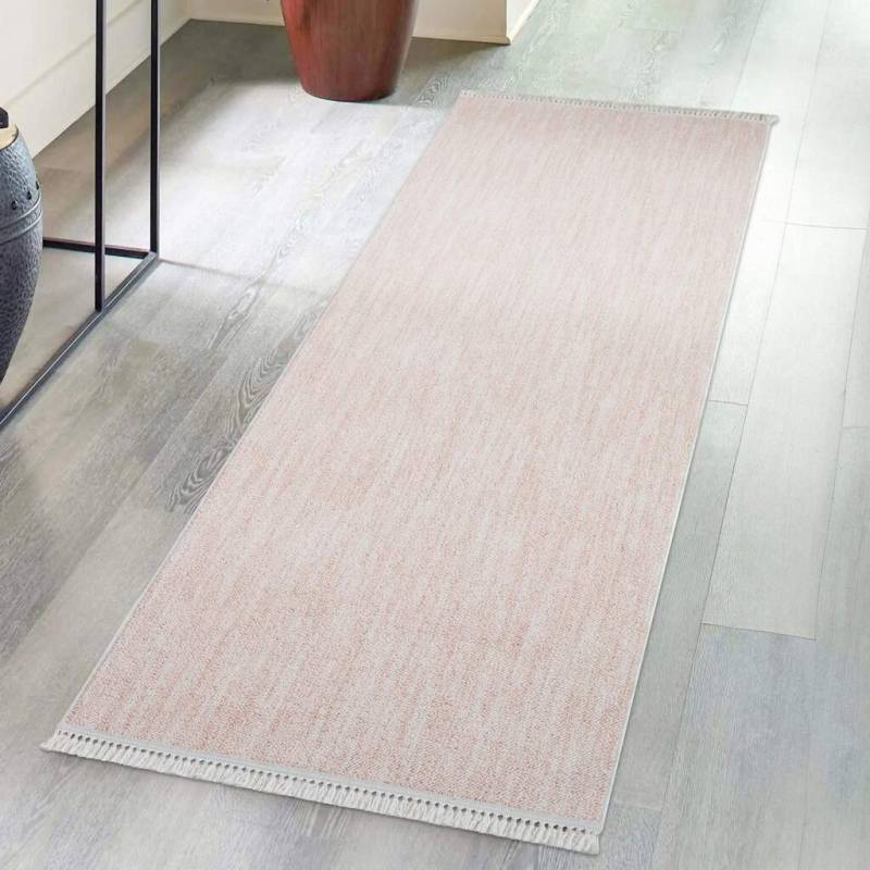 Carpet City Teppich »CLASICO 0052«, rechteckig, 11 mm Höhe, Läufer, Kurzflor, Hochtief-Muster, Boho, Fransen, Wohnzimmer von Carpet City