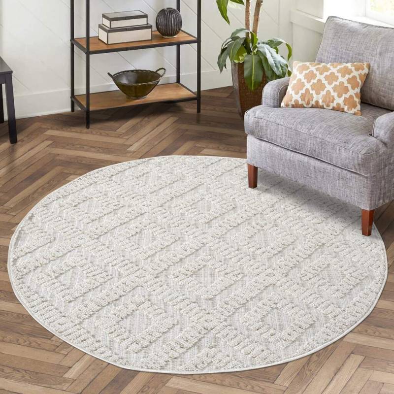 Carpet City Teppich »CLASICO 8927«, rund, 11 mm Höhe, Kurzflor, Hochtief-Muster, Boho, Wohnzimmer von Carpet City