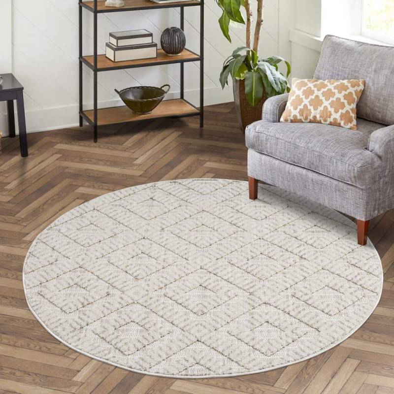 Carpet City Teppich »CLASICO 8927«, rund, 11 mm Höhe, Kurzflor, Hochtief-Muster, Boho, Wohnzimmer von Carpet City