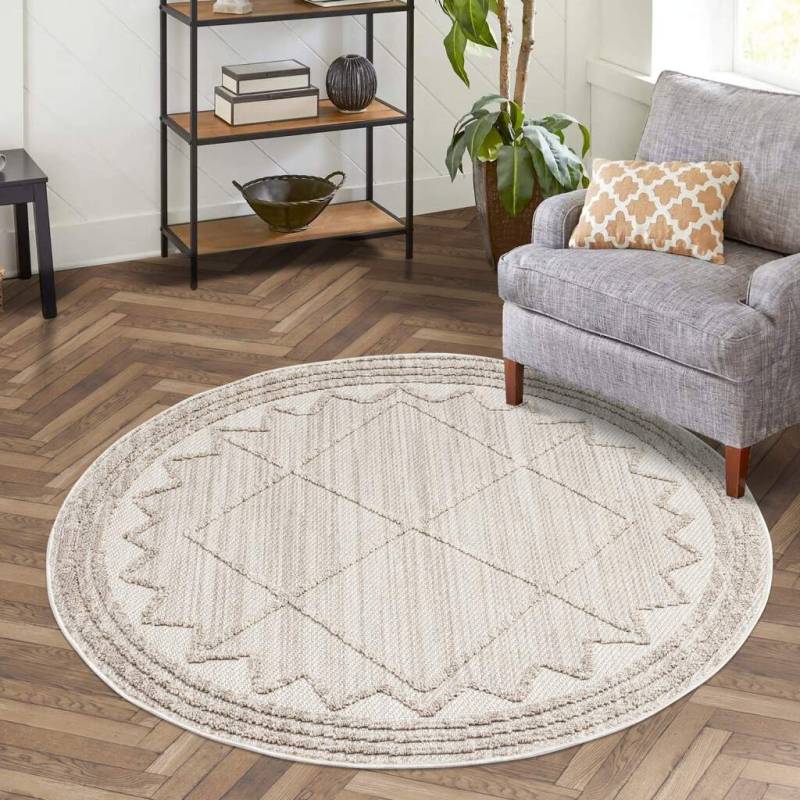 Carpet City Teppich »CLASICO 8931«, rund, 11 mm Höhe, Kurzflor, Hochtief-Muster, Boho, Wohnzimmer von Carpet City