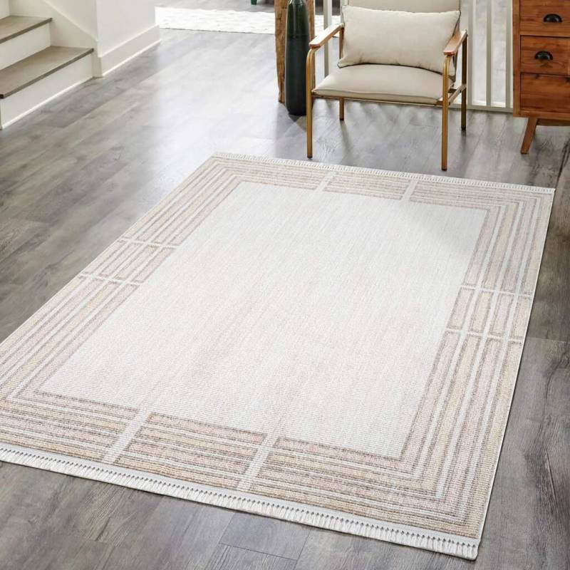 Carpet City Teppich »CLASICO 9068«, rechteckig, 11 mm Höhe, Läufer, Kurzflor, Hochtief-Muster, Boho, Fransen, Wohnzimmer von Carpet City