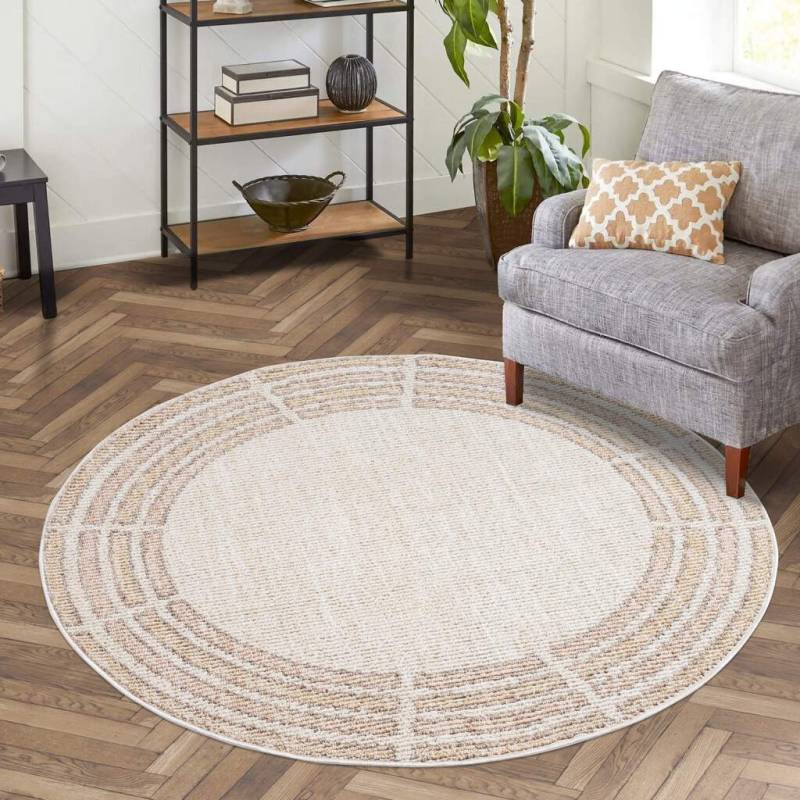 Carpet City Teppich »CLASICO 9068«, rund, 11 mm Höhe, Kurzflor, Hochtief-Muster, Boho, Wohnzimmer von Carpet City