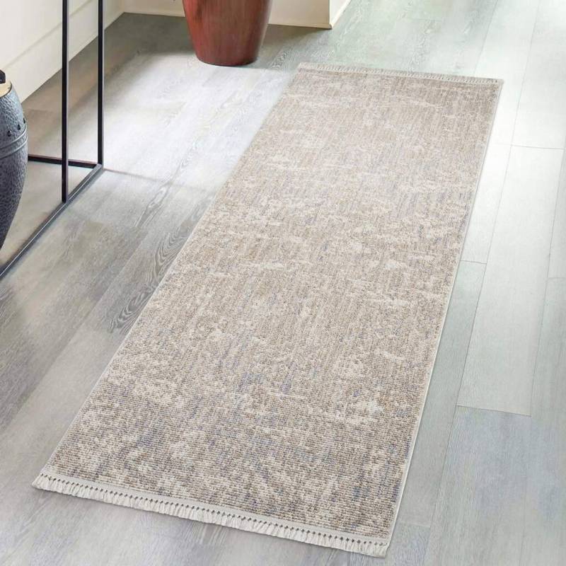 Carpet City Teppich »CLASICO 9150«, rechteckig, 11 mm Höhe, Läufer, Kurzflor, Hochtief-Muster, Boho, Fransen, Wohnzimmer von Carpet City
