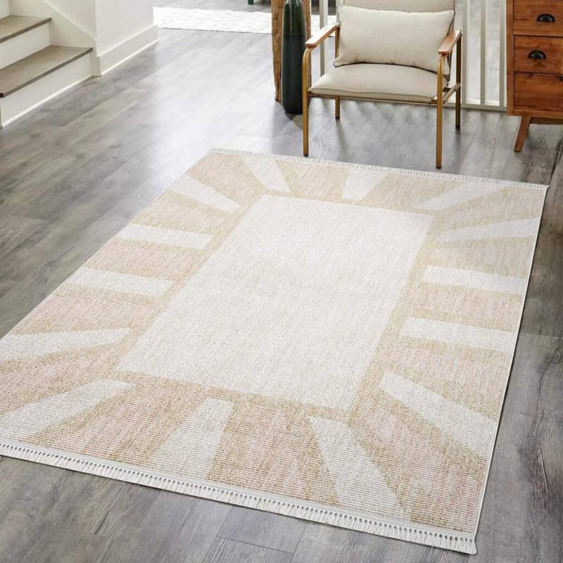 Carpet City Teppich »CLASICO 9152«, rechteckig, 11 mm Höhe, Läufer, Kurzflor, Hochtief-Muster, Boho, Fransen, Wohnzimmer von Carpet City