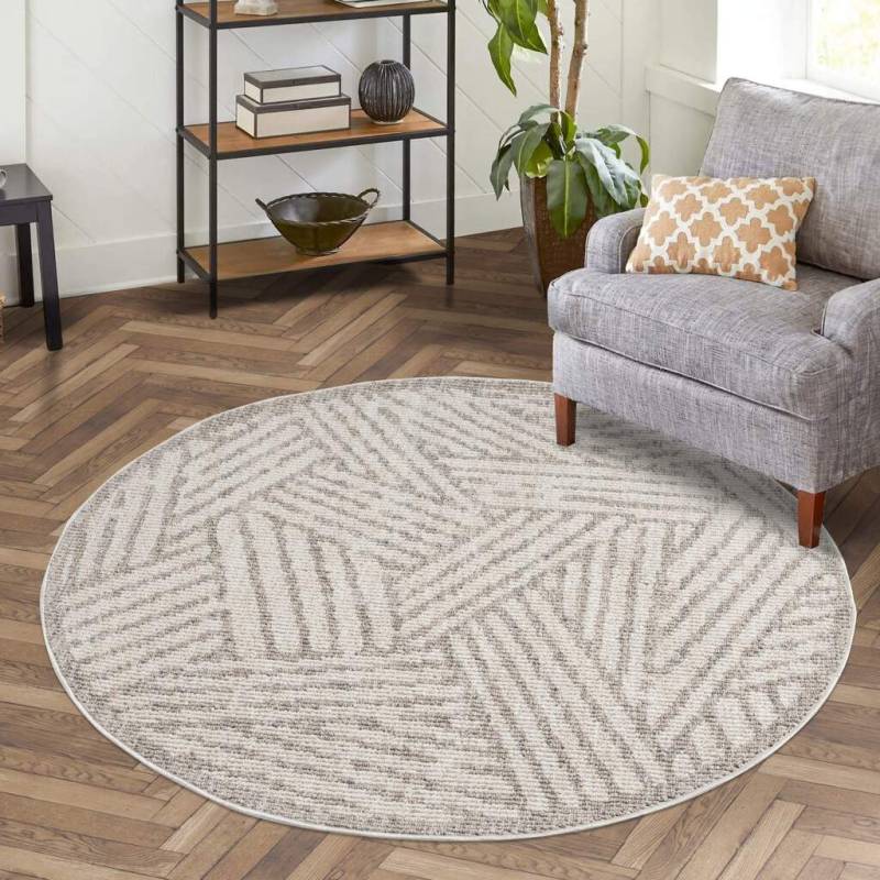 Carpet City Teppich »CLASICO 9161«, rund, 11 mm Höhe, Kurzflor, Hochtief-Muster, Boho, Wohnzimmer von Carpet City