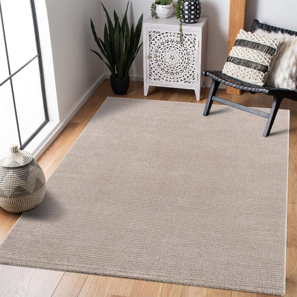 Carpet City Teppich »Friseé-Teppich FANCY900«, rechteckig, 12 mm Höhe, Läufer, Kurzflor, Einfarbig, 3D-Optik, Streifen Look, Wohnzimmer von Carpet City