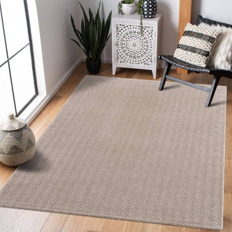 Carpet City Teppich »Friseé-Teppich FANCY805«, rechteckig, 12 mm Höhe, Läufer, Kurzflor, Einfarbig, 3D-Optik, Zickzack Look, Wohnzimmer von Carpet City