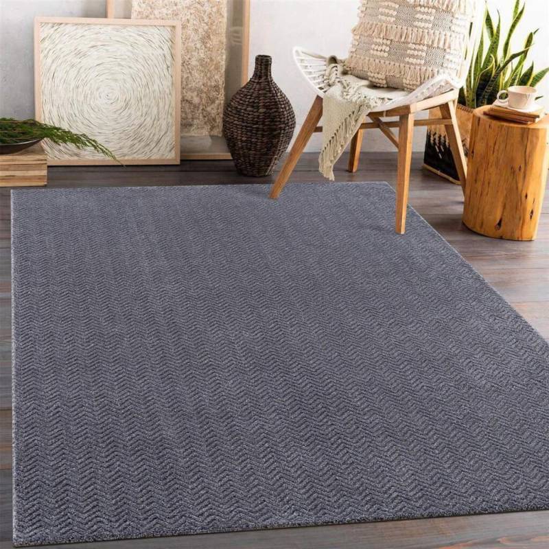 Carpet City Teppich »Friseé-Teppich FANCY805«, rechteckig, 12 mm Höhe, Läufer, Kurzflor, Einfarbig, 3D-Optik, Zickzack Look, Wohnzimmer von Carpet City