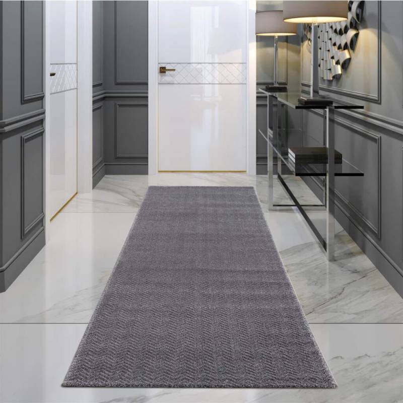Carpet City Teppich »Friseé-Teppich FANCY805«, rechteckig, 12 mm Höhe, Läufer, Kurzflor, Einfarbig, 3D-Optik, Zickzack Look, Wohnzimmer von Carpet City