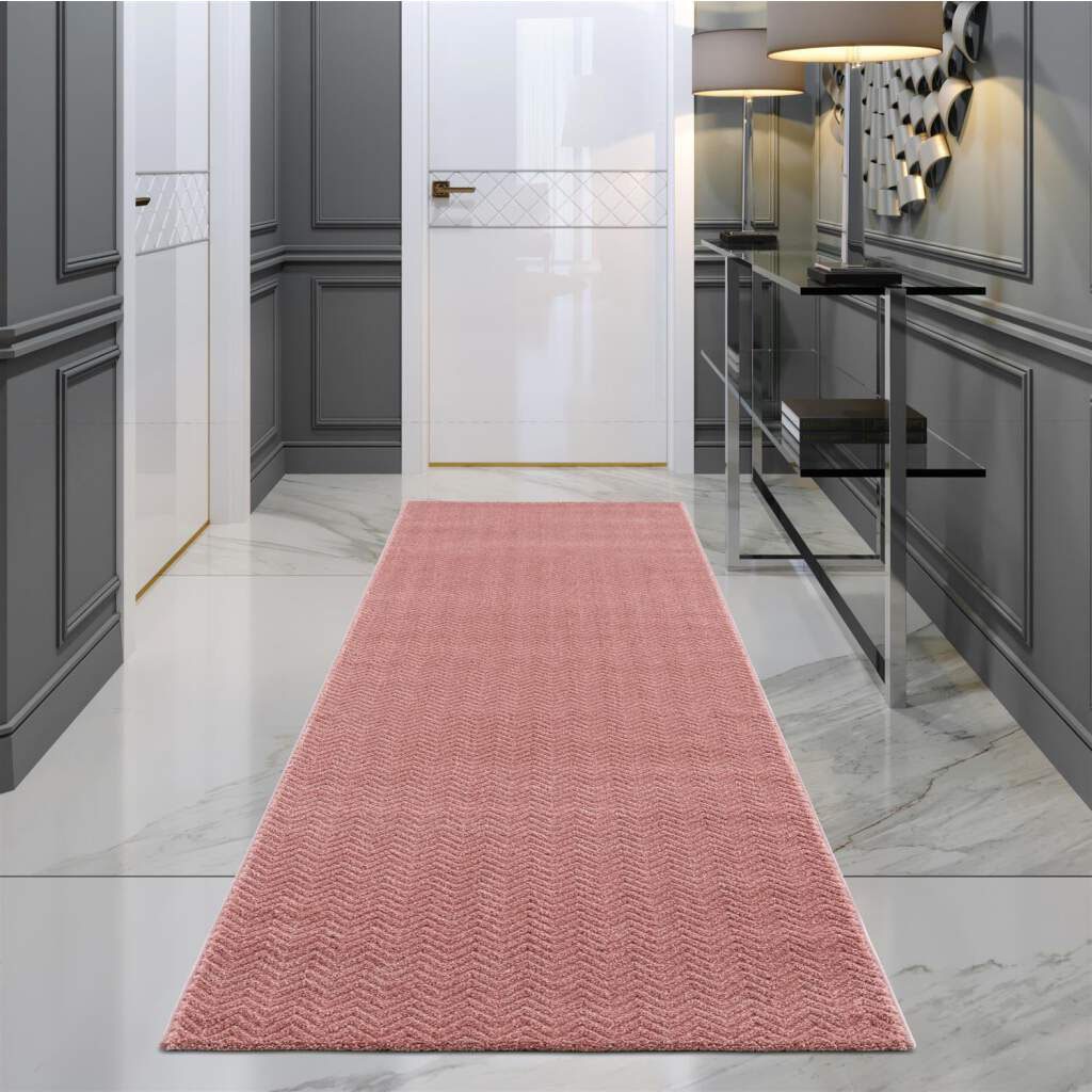 Carpet City Teppich »Friseé-Teppich FANCY805«, rechteckig, 12 mm Höhe, Läufer, Kurzflor, Einfarbig, 3D-Optik, Zickzack Look, Wohnzimmer von Carpet City