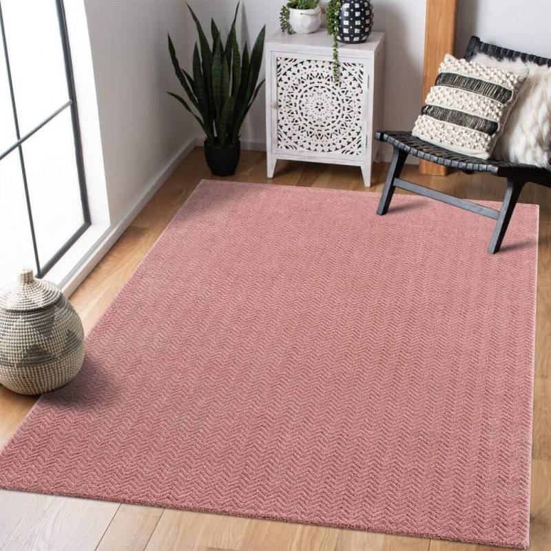 Carpet City Teppich »Friseé-Teppich FANCY805«, rechteckig, 12 mm Höhe, Läufer, Kurzflor, Einfarbig, 3D-Optik, Zickzack Look, Wohnzimmer von Carpet City