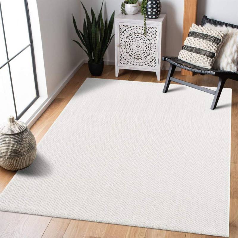 Carpet City Teppich »Friseé-Teppich FANCY805«, rechteckig, 12 mm Höhe, Läufer, Kurzflor, Einfarbig, 3D-Optik, Zickzack Look, Wohnzimmer von Carpet City