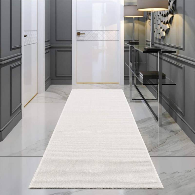 Carpet City Teppich »Friseé-Teppich FANCY900«, rechteckig, 12 mm Höhe, Läufer, Kurzflor, Einfarbig, 3D-Optik, Streifen Look, Wohnzimmer von Carpet City