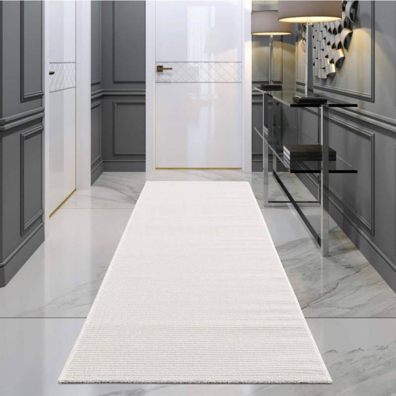 Carpet City Teppich »Friseé-Teppich FANCY900«, rechteckig, 12 mm Höhe, Läufer, Kurzflor, Einfarbig, 3D-Optik, Streifen Look, Wohnzimmer von Carpet City