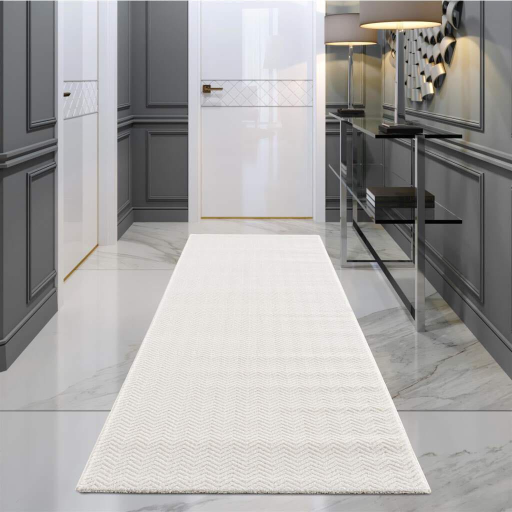Carpet City Teppich »Friseé-Teppich FANCY805«, rechteckig, 12 mm Höhe, Läufer, Kurzflor, Einfarbig, 3D-Optik, Zickzack Look, Wohnzimmer von Carpet City