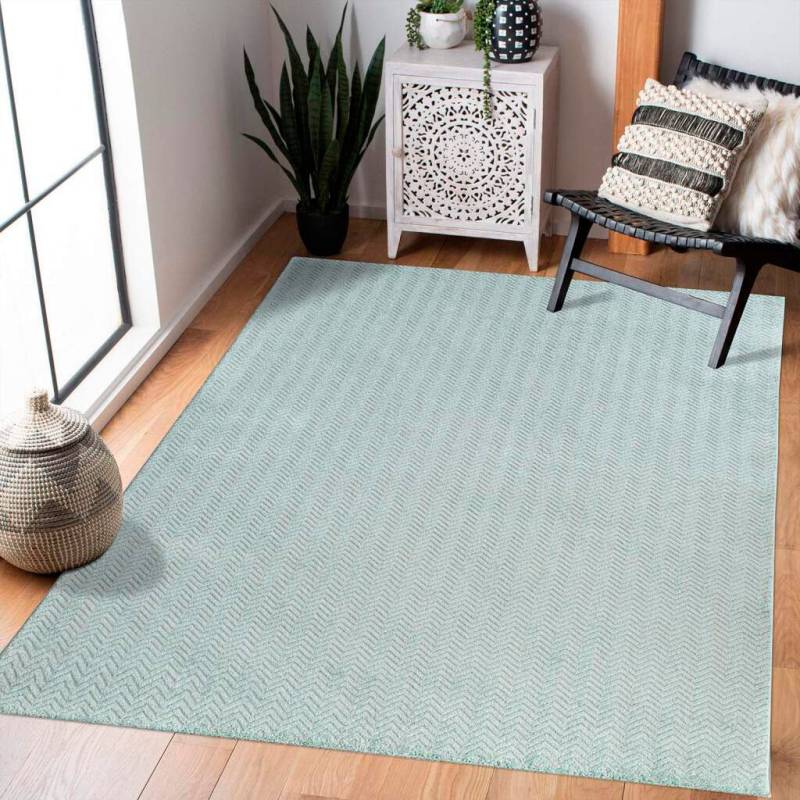 Carpet City Teppich »Friseé-Teppich FANCY805«, rechteckig, 12 mm Höhe, Läufer, Kurzflor, Einfarbig, 3D-Optik, Zickzack Look, Wohnzimmer von Carpet City