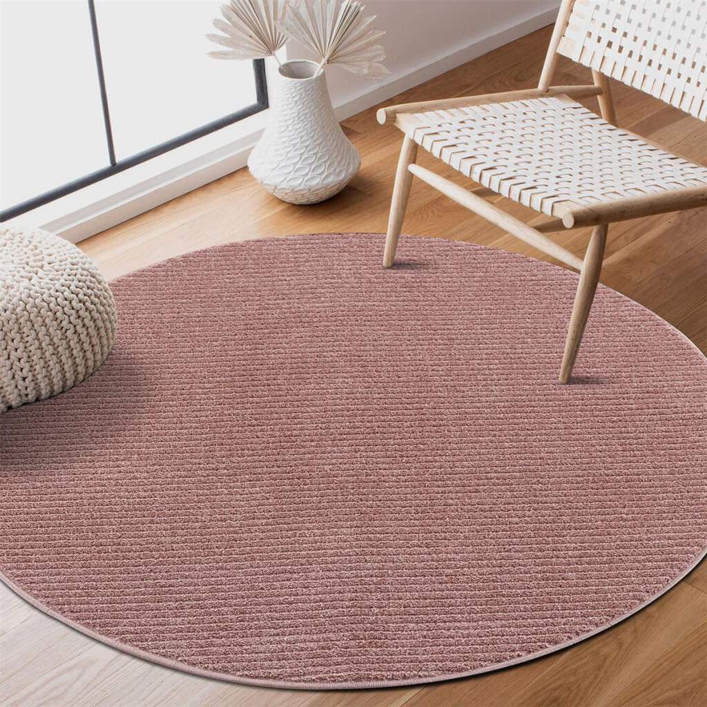 Carpet City Teppich »Friseé-Teppich FANCY900«, rund, 12 mm Höhe, Kurzflor, Einfarbig, 3D-Optik, Streifen Look von Carpet City