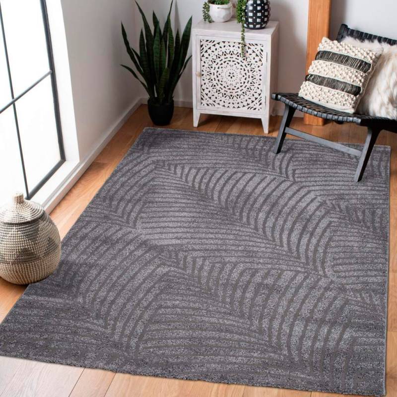 Carpet City Teppich »Friseé-Teppich FANCY 648«, rechteckig, 12 mm Höhe, Läufer, Kurzflor, 3D-Optik, Kreisförmiges Muster, Wohnzimmer von Carpet City