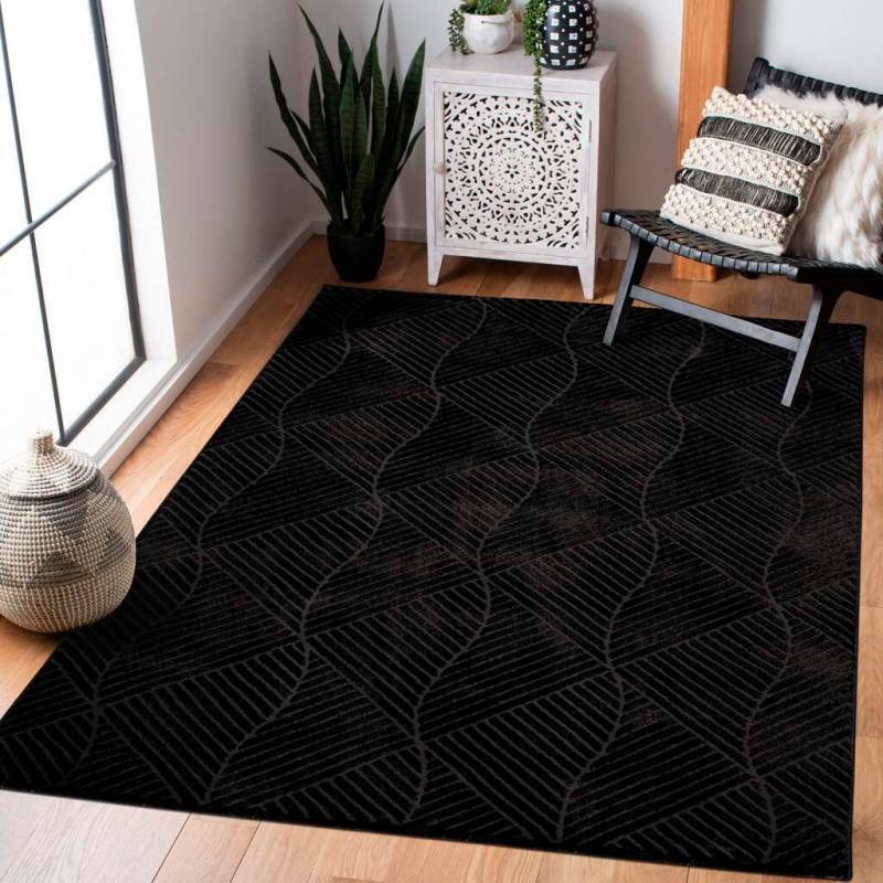 Carpet City Teppich »Friseé-Teppich FANCY 904«, rechteckig, 12 mm Höhe, Läufer, Kurzflor Wohnzimmer, florale 3D-Optik, für Schlafzimmer von Carpet City