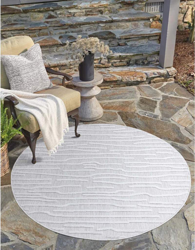 Carpet City Teppich »In-& Outdoorteppich Santorini 450, 3D-Effekt, Gestreift«, rund von Carpet City