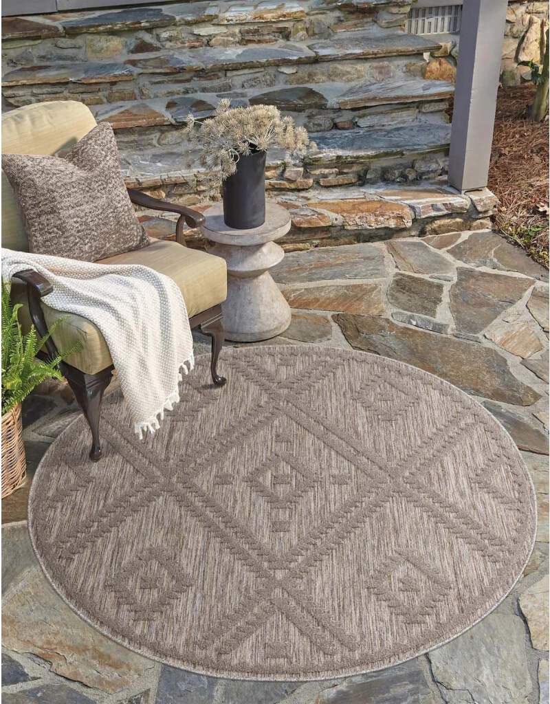 Carpet City Teppich »In-& Outdoorteppich Santorini 454, 3D-Effekt, Raute-Optik«, rund von Carpet City