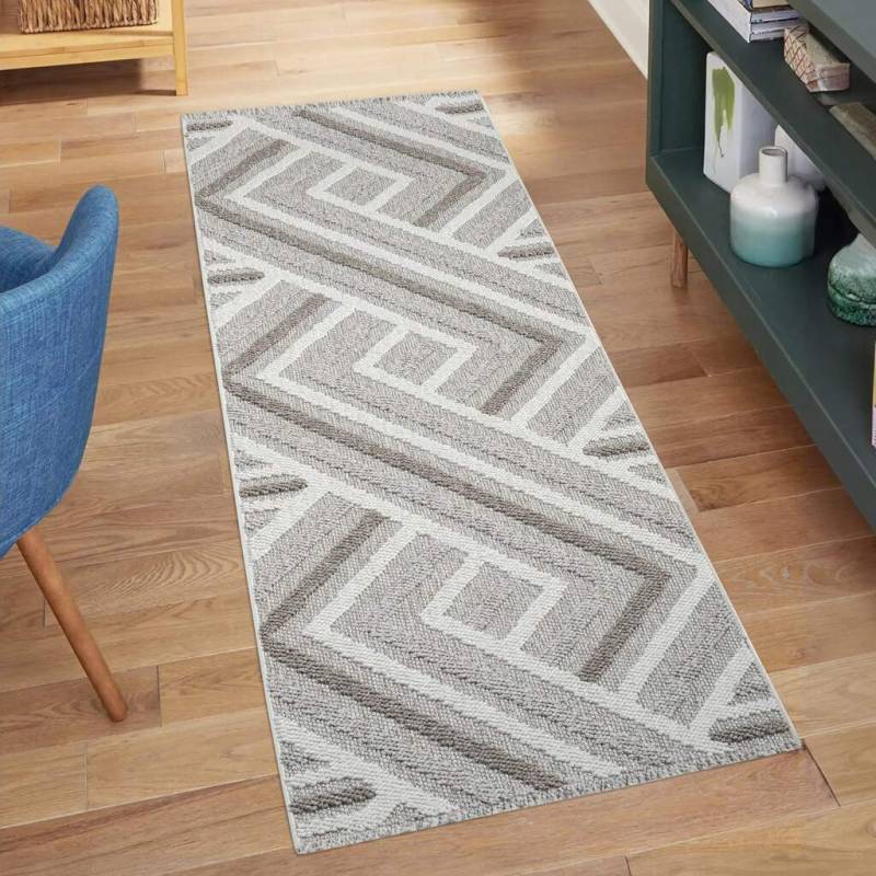 Carpet City Teppich »LINDO 7590«, rechteckig, 11 mm Höhe, Kurzflor, Hochtief-Muster/ 3D-Effekt, Fransen, Boho-Stil, Wohnzimmer von Carpet City
