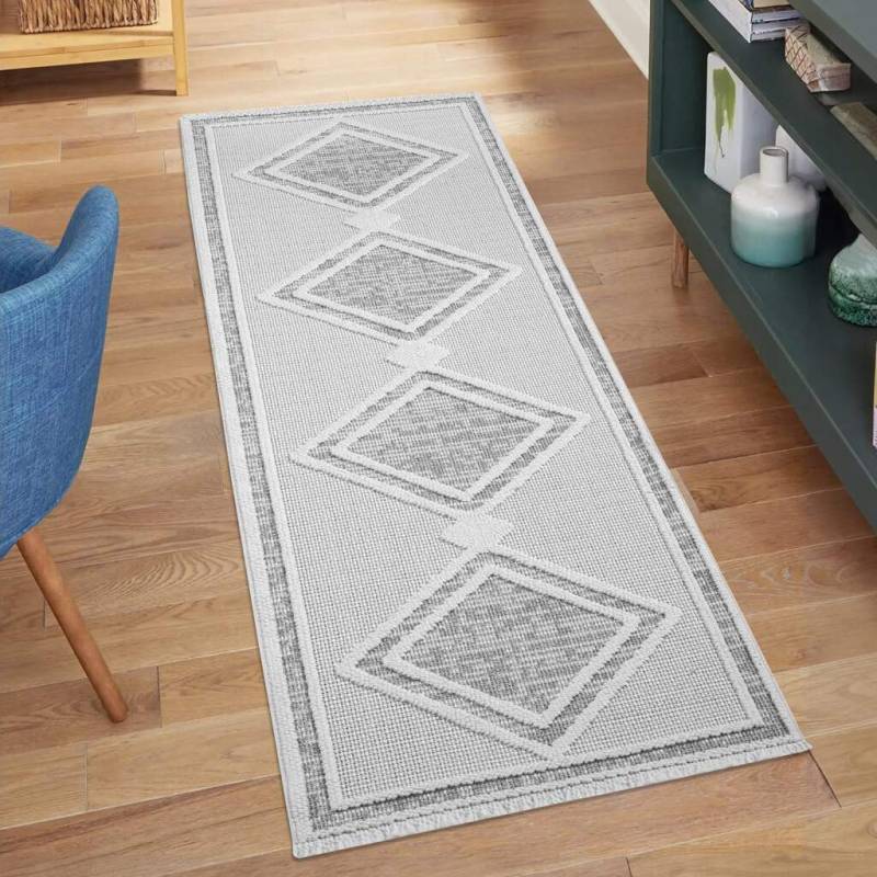Carpet City Teppich »LINDO 8853«, rechteckig, 11 mm Höhe, Kurzflor, Hochtief-Muster/ 3D-Effekt, Fransen, Boho-Stil, Wohnzimmer von Carpet City