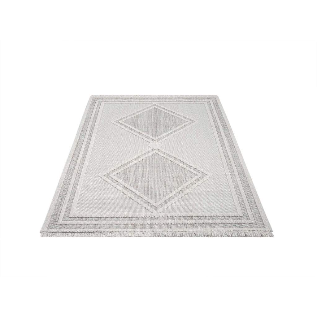 Carpet City Teppich »LINDO 8853«, rechteckig, Kurzflor, Hochtief-Muster/ 3D-Effekt, Fransen, Boho-Stil, Wohnzimmer von Carpet City